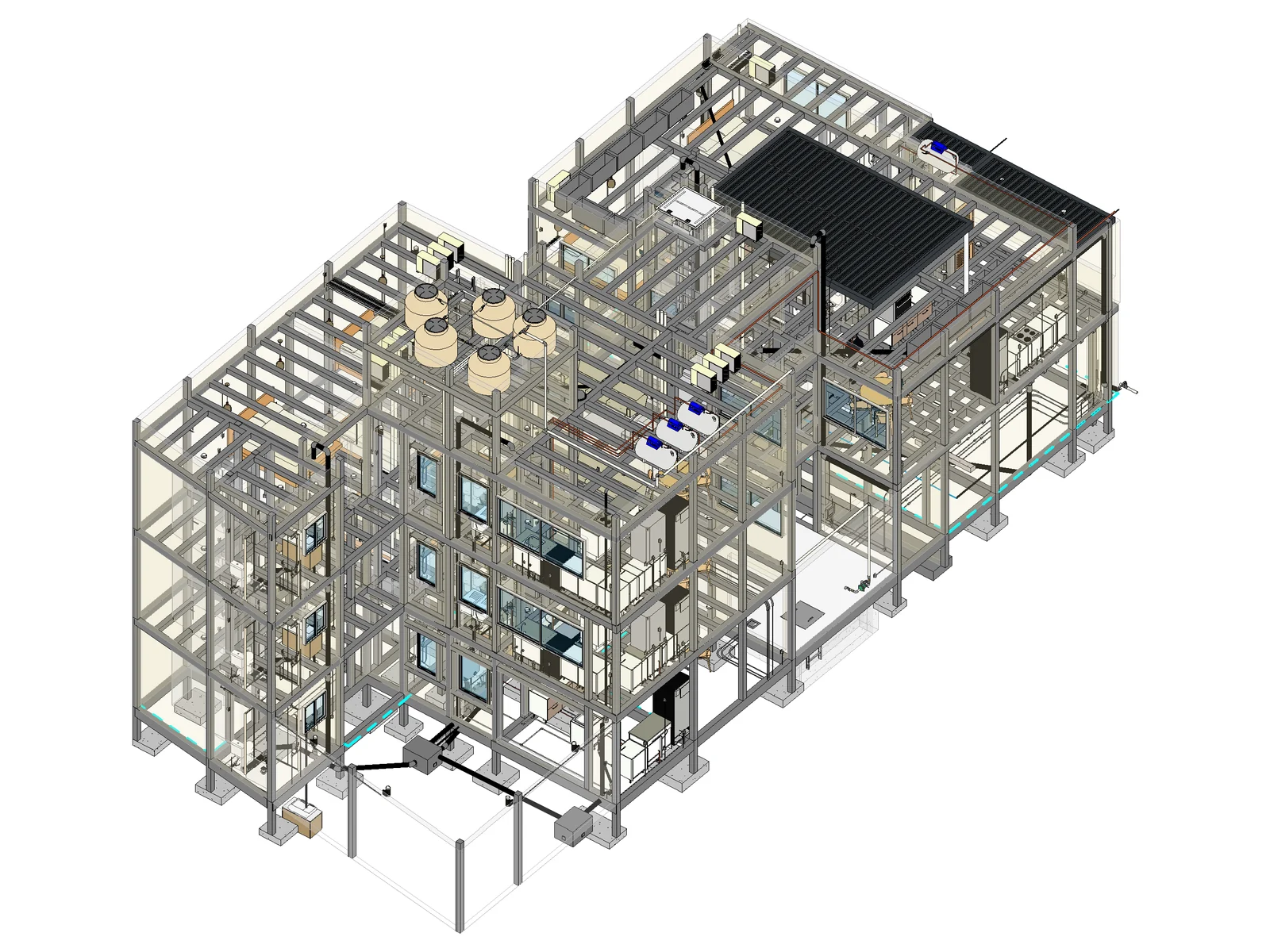Modelo federado con estructura, instalaciones y equipos coordinados en un solo archivo